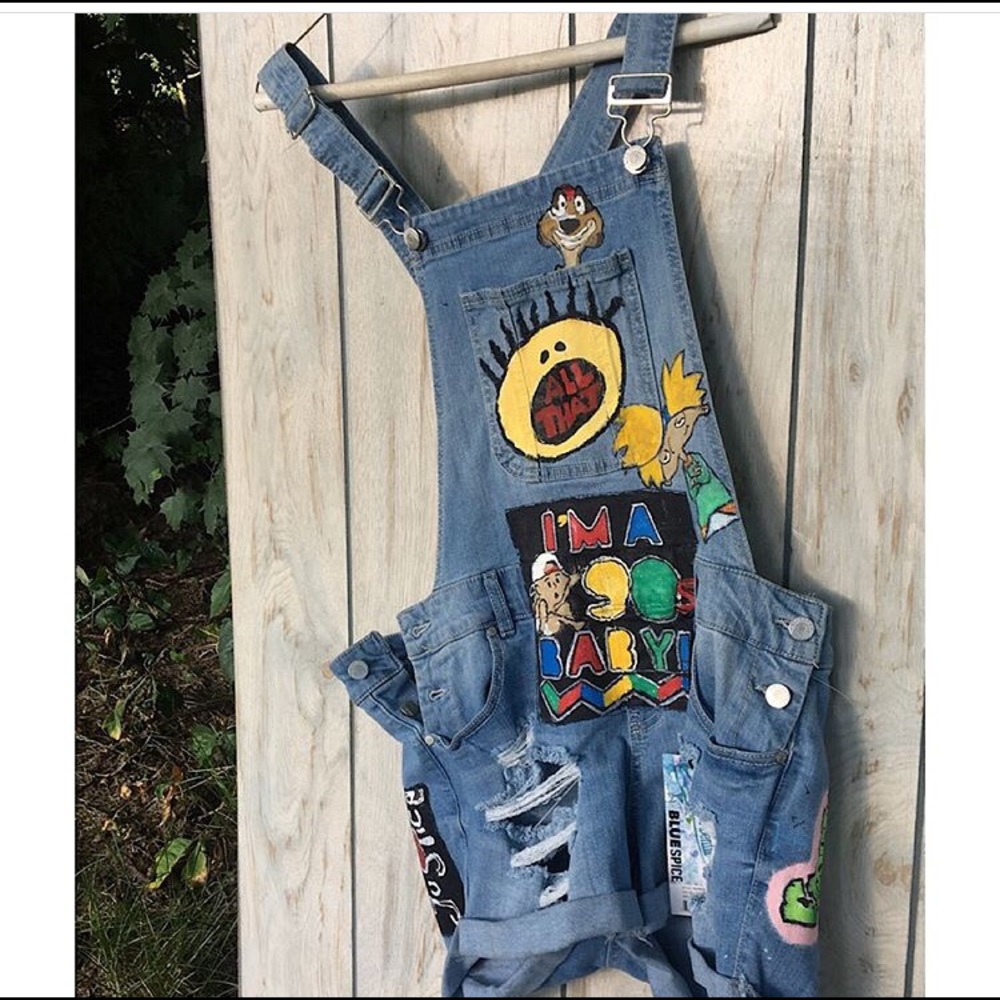 90s baby hand painted overalls - Picture 2 of 2